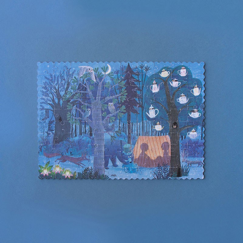 Puzzle pocket ¡reversible! night and day in the forest
