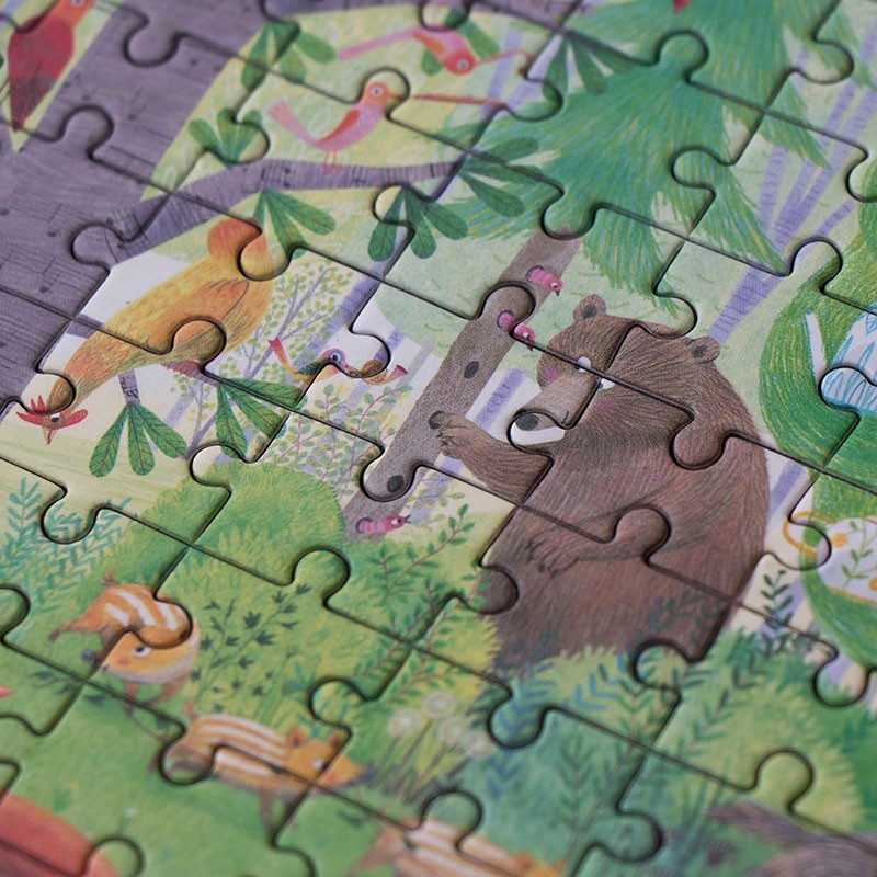 Puzzle pocket ¡reversible! night and day in the forest