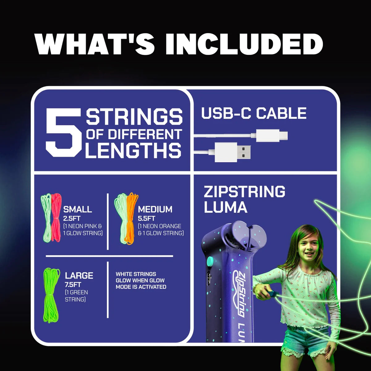 ZIPSTRING LUMA cuerda flotante ¡brilla en la oscuridad!