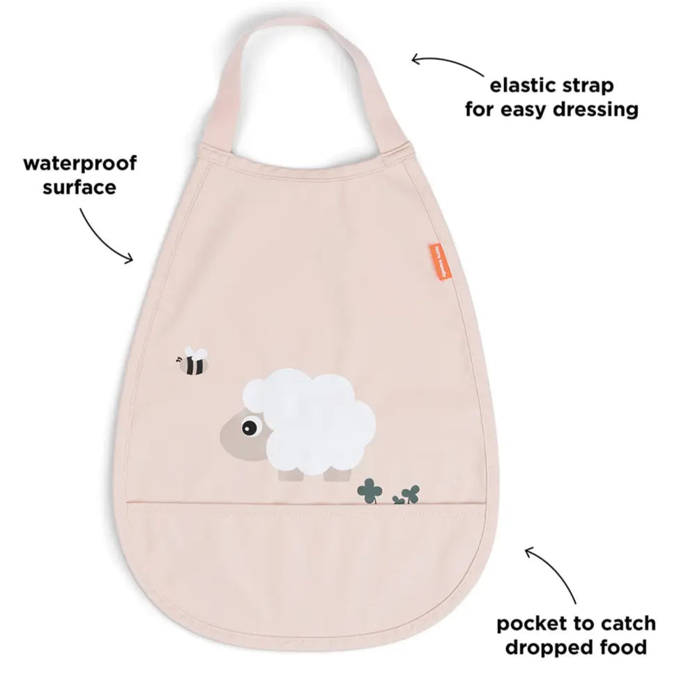 Babero pull-over DONEBYDEER tiny farm · rosa