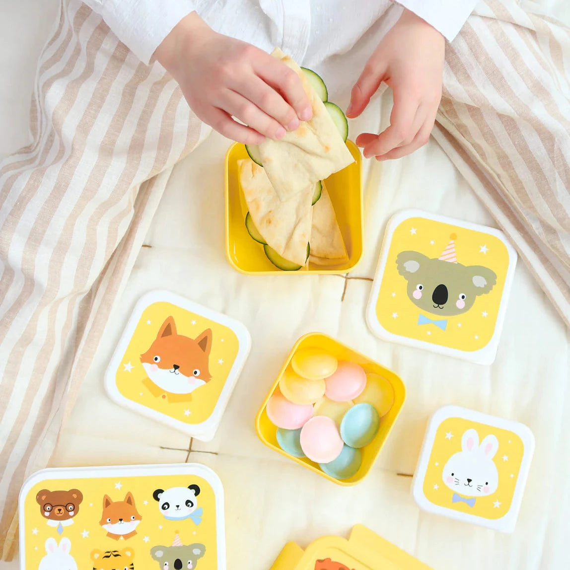 4 cajas snacks ALLC · animales