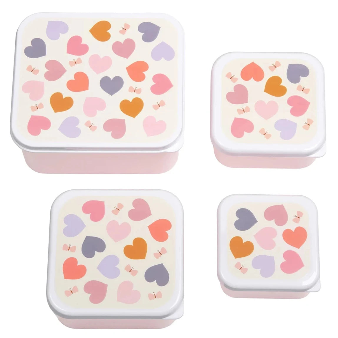 4 cajas snacks ALLC · corazones