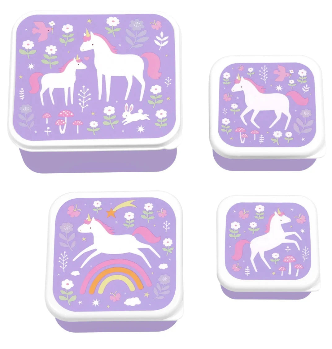 4 cajas snacks ALLC · unicornios