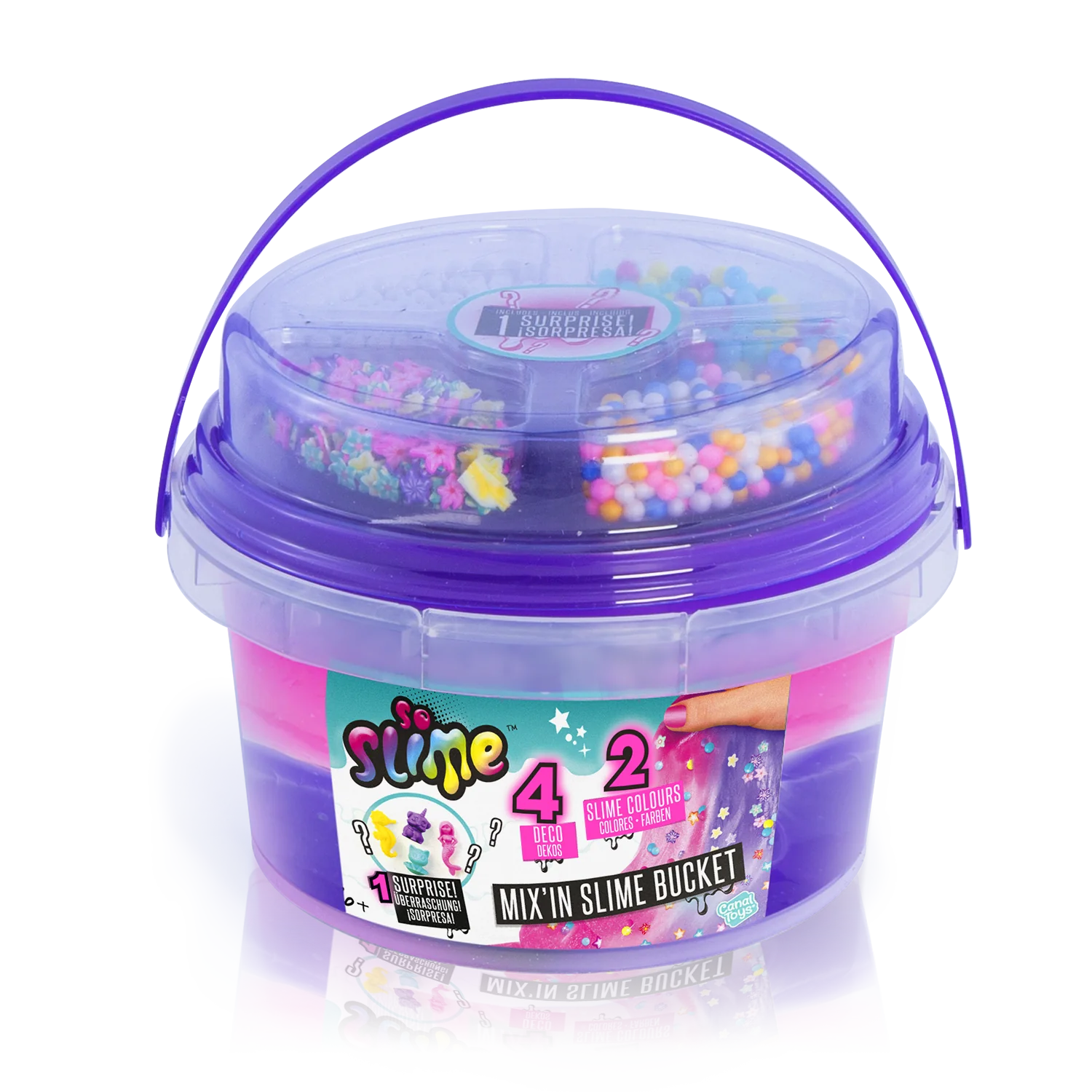Cubo de slime mix'In con decoraciones