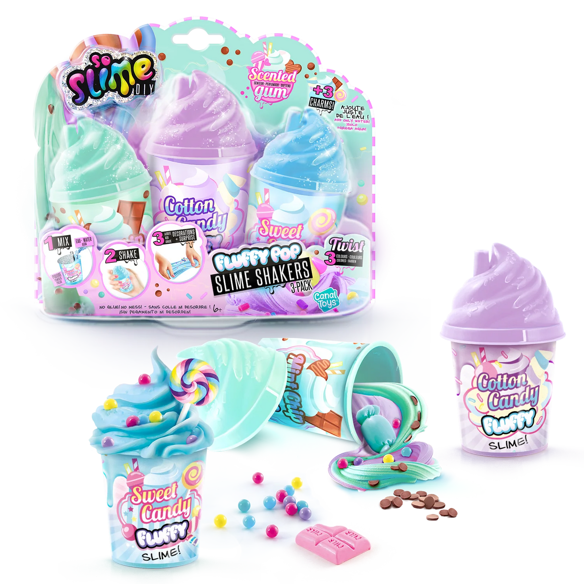 3 slimes fluffy ¡súper esponjoso!