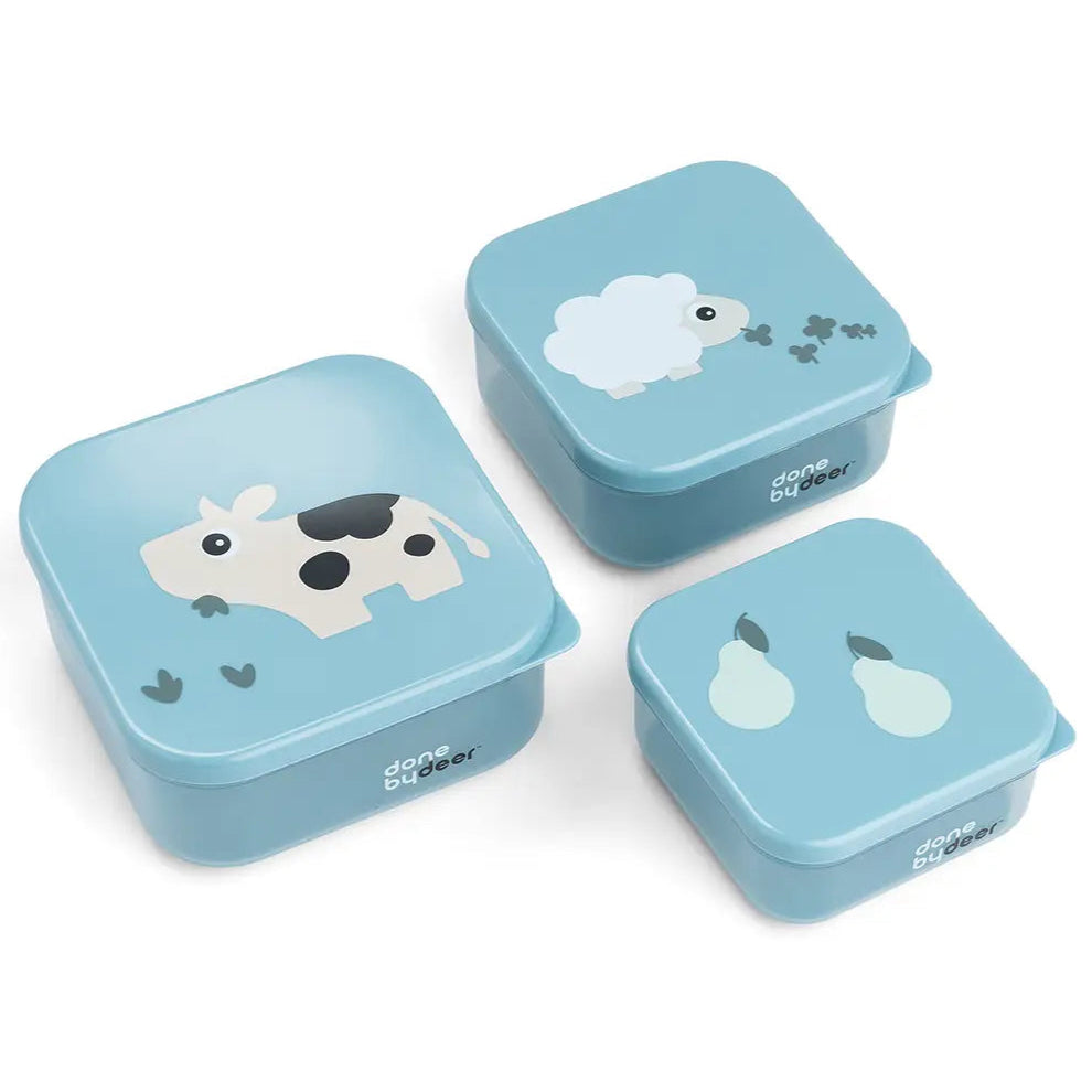 3 cajas de almuerzo DONEBYDEER tiny farm · azul