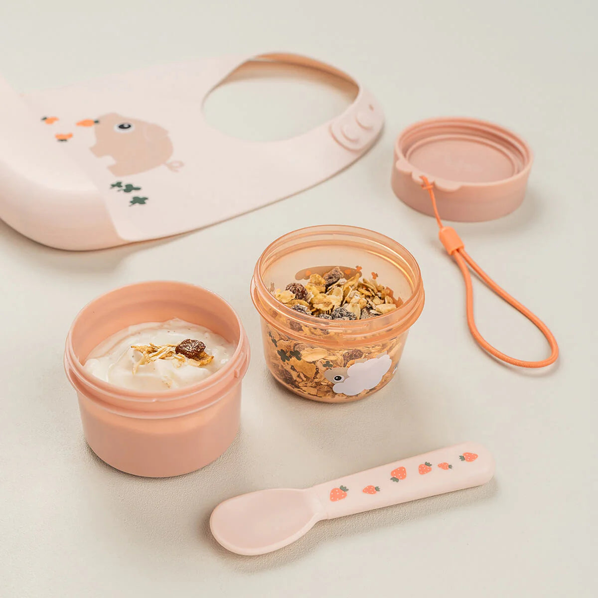 Caja para alimentos doble DONEBYDEER tiny farm · rosa