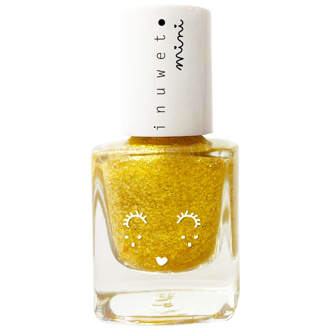 Esmalte uñas a base de agua INUWET · purpurina dorada olor papaya