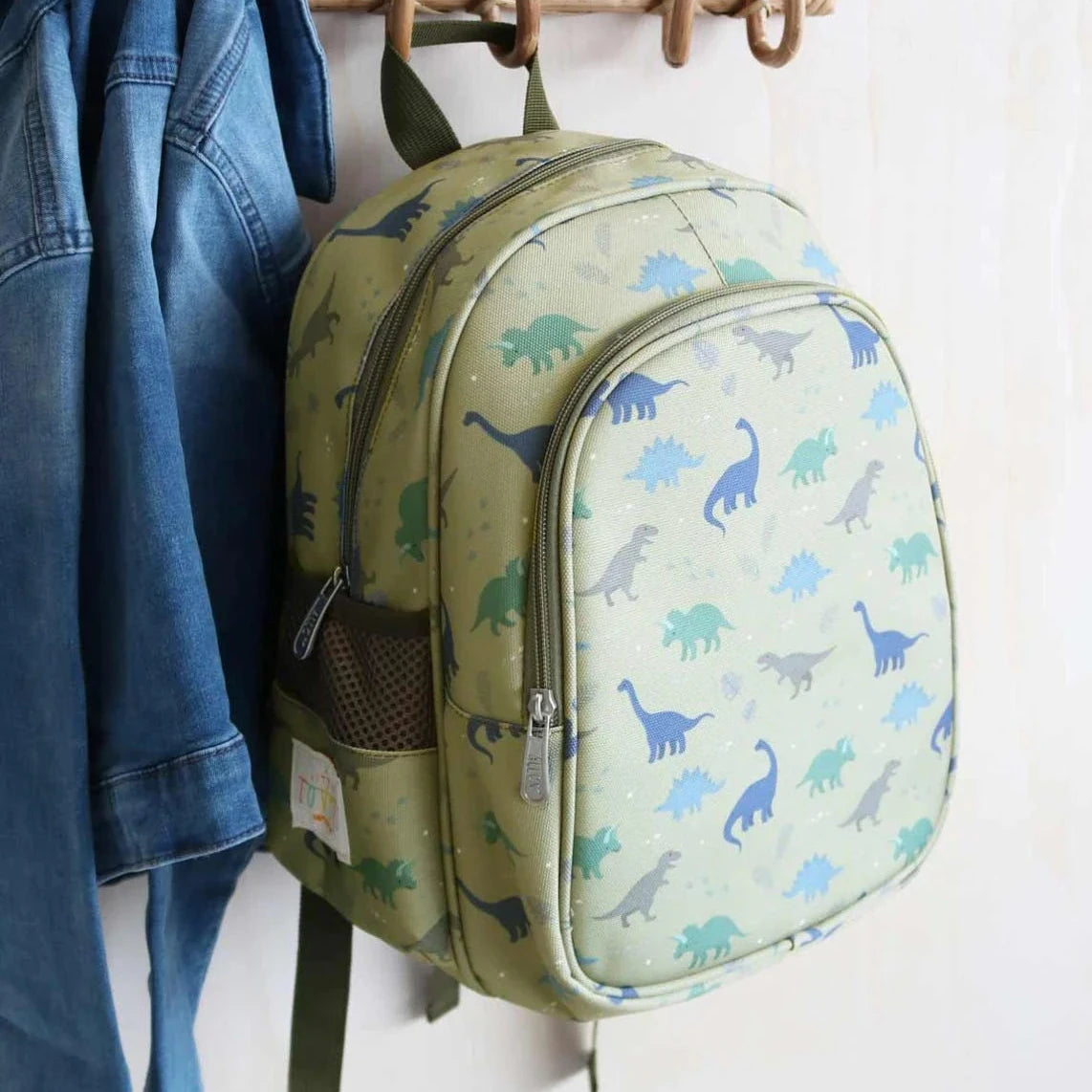 Mochila infantil con bolsillo térmico ALLC · dinosaurios