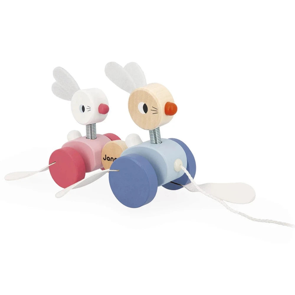 Conejitos para pasear de madera