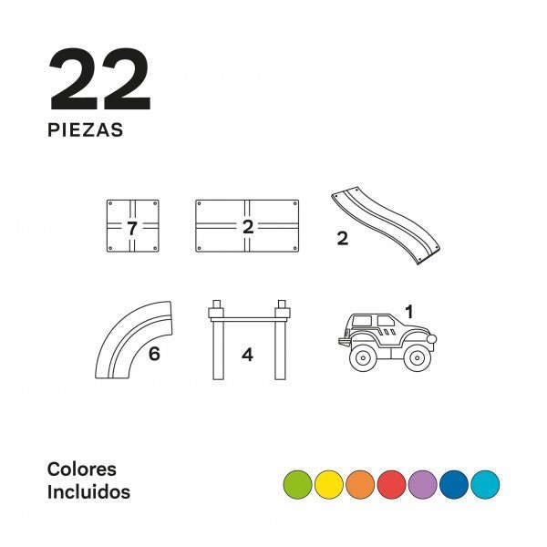 Construcción Magnética Imanix Pista de Carreras · 22 piezas - La Chata Merengüela