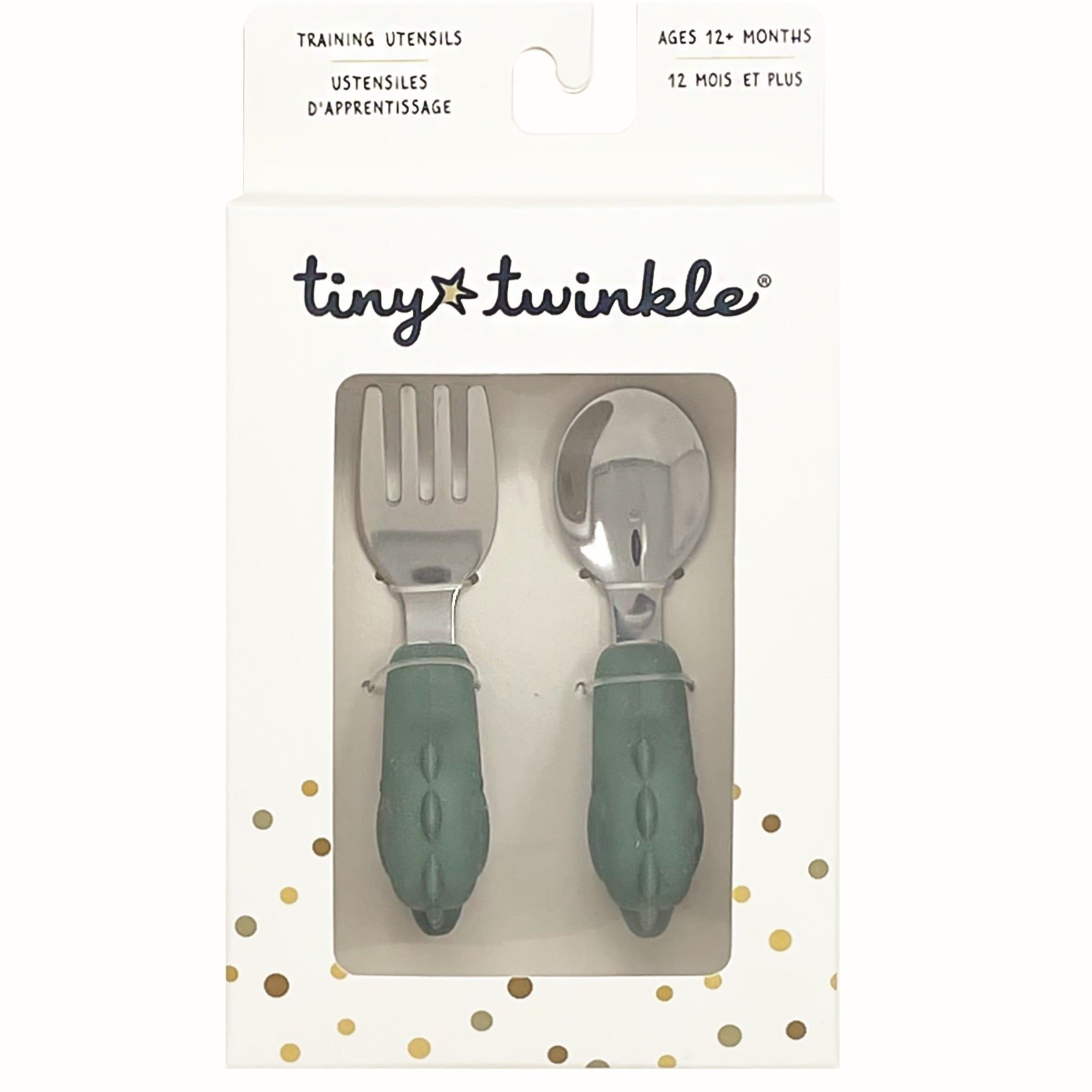 Cuchara y Tenedor Tiny Twinkle · Dino verde - La Chata Merengüela