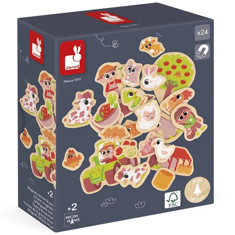 Imanes de madera: animales de granja