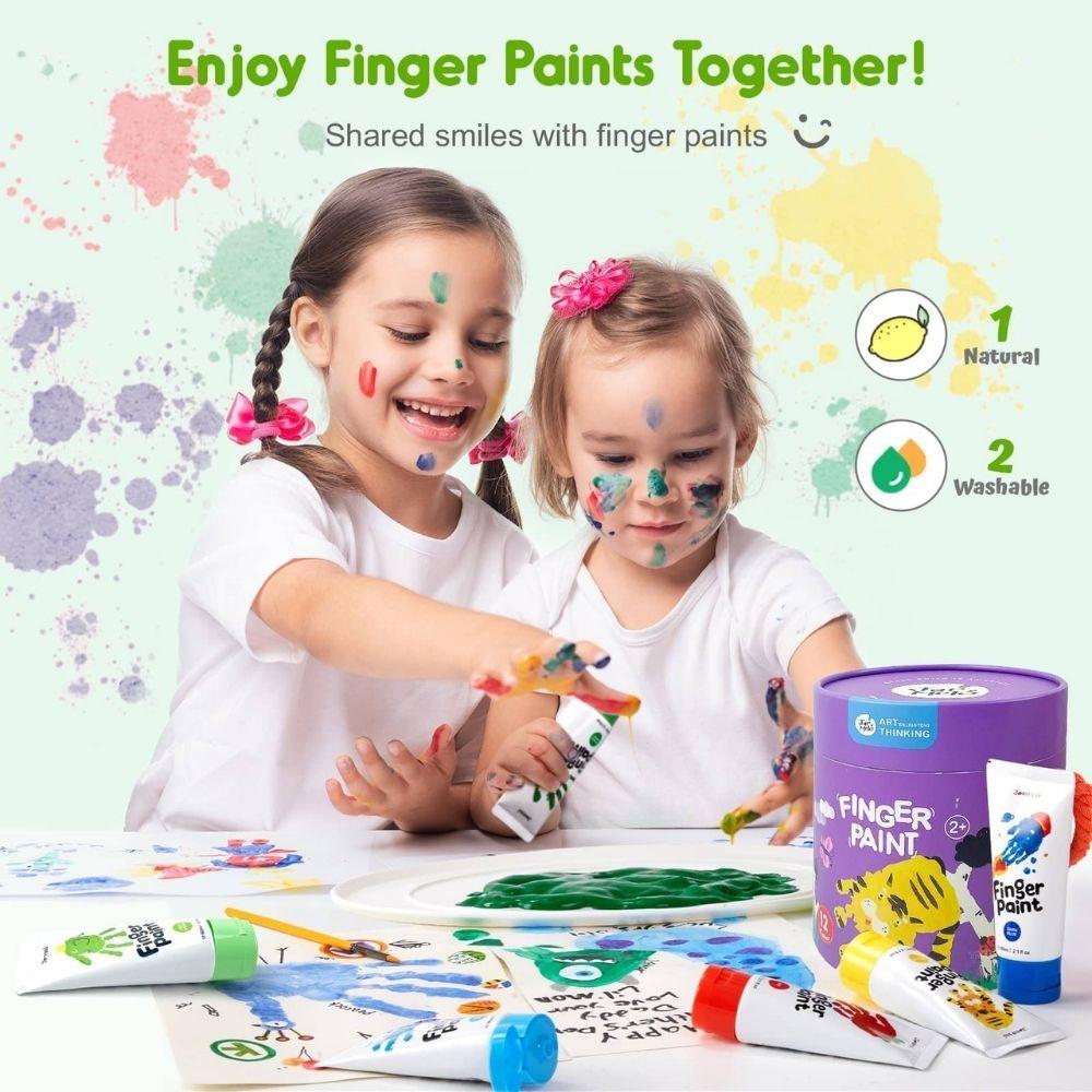 12 botes de pintura de dedos