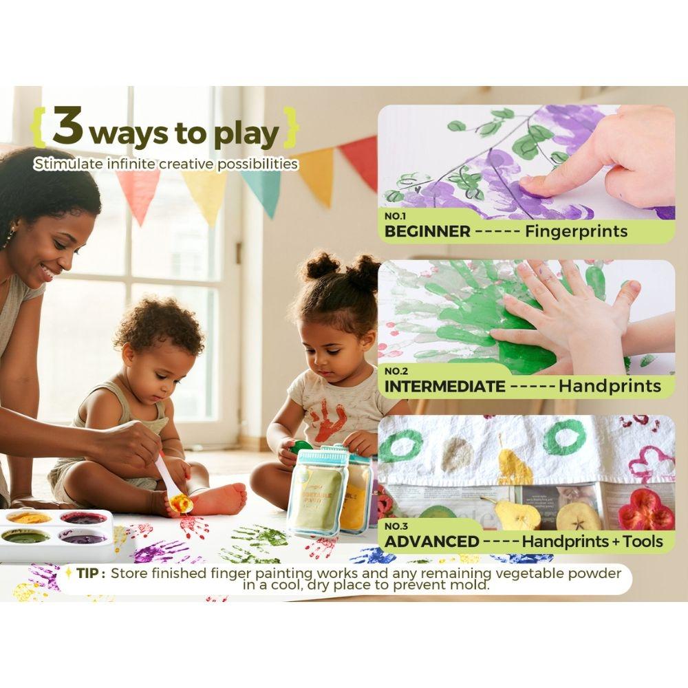 Pintura de dedos vegetal en polvo: 6 colores