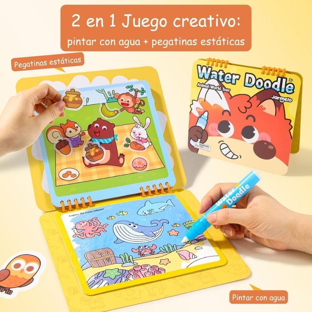 Cuaderno para colorear con agua: animal world tour