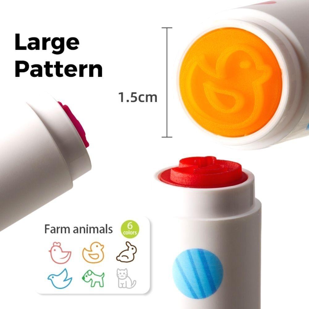 12 rotuladores lavables con sellos de animales
