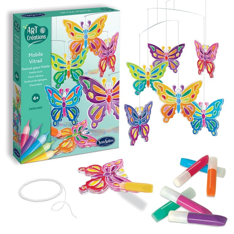 Crea tu móvil vidriera de mariposas