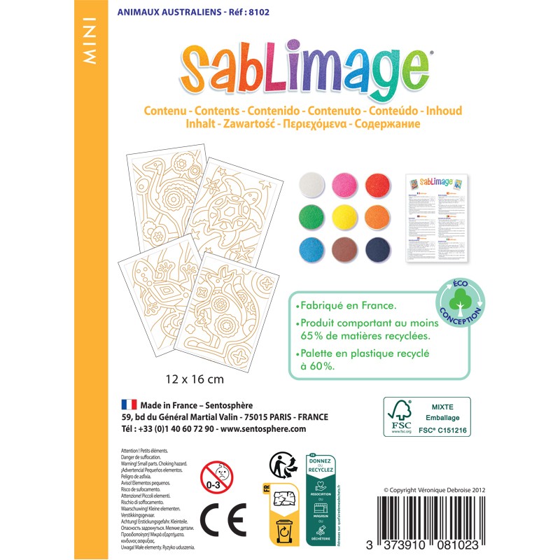 Arena de colores MINI SABLIMAGE · animales australianos
