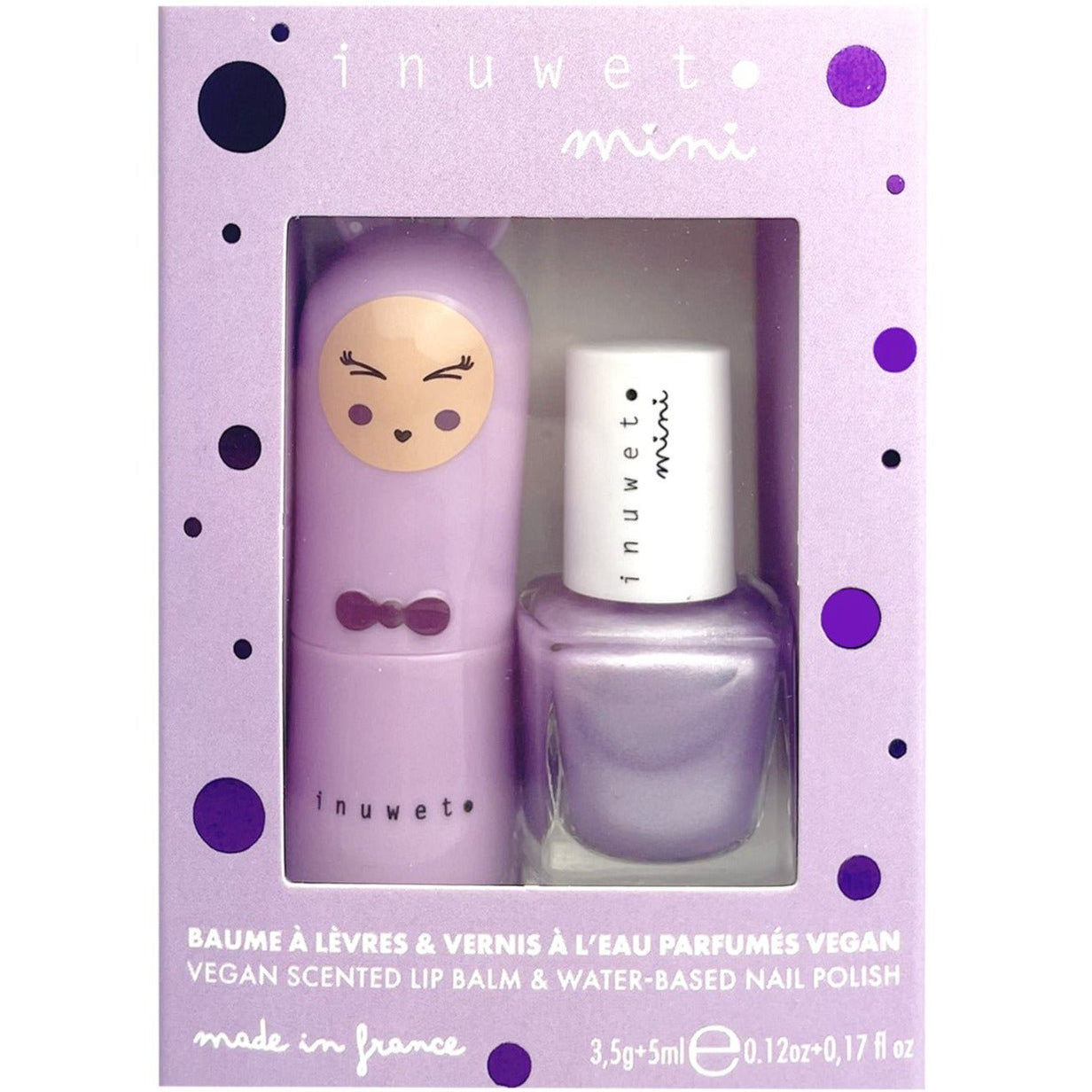 Set Bálsamo Labial + Esmalte Uñas Veganos Bunny INUWET · Nube y Arándanos - La Chata Merengüela