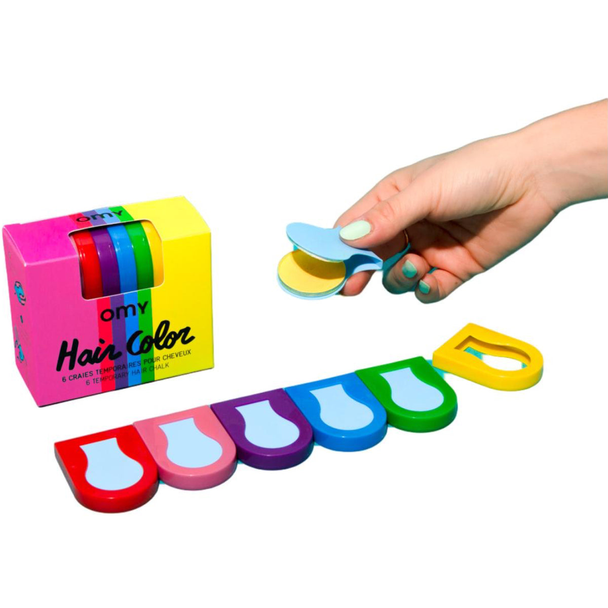 6 tizas temporales para el pelo RAINBOW