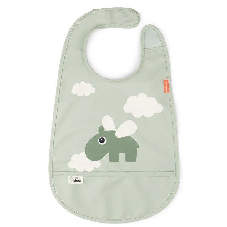 Babero con velcro Done by Deer · Happy Clouds Green - La Chata Merengüela