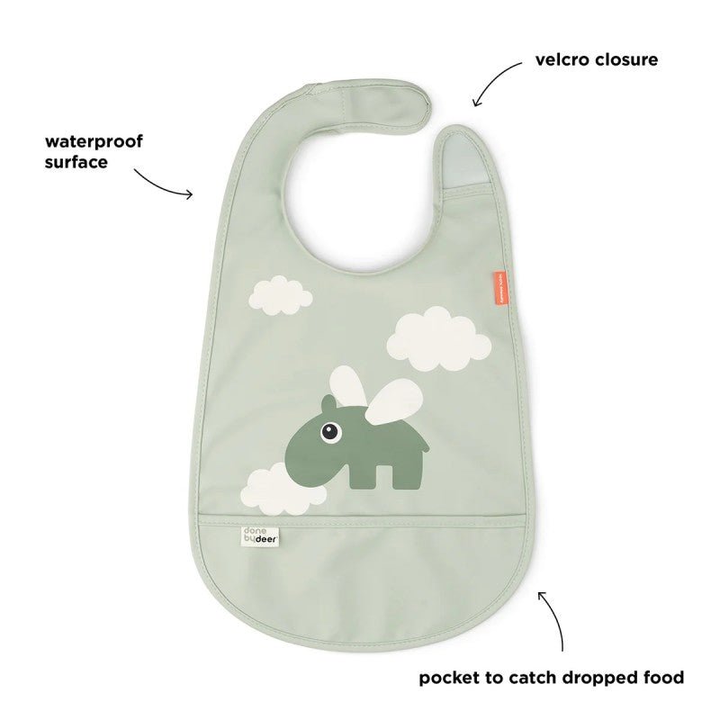Babero con velcro Done by Deer · Happy Clouds Green - La Chata Merengüela