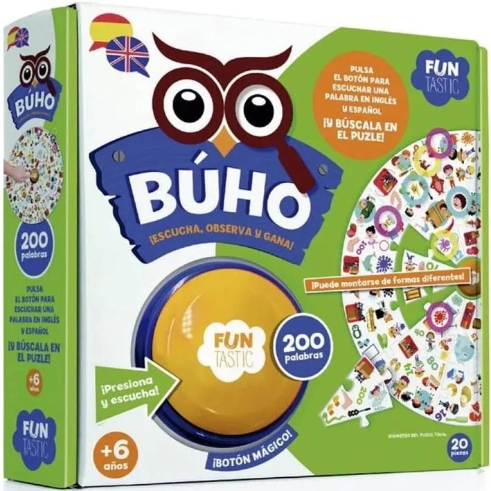 Búho ¡puzzle y juego de observación! con 200 palabras - La Chata Merengüela