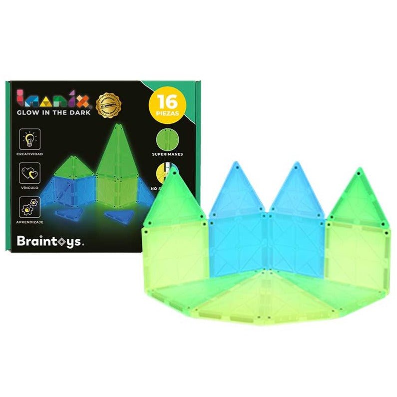 Construcción Magnética Imanix Glow in The Dark · 16 piezas - La Chata Merengüela