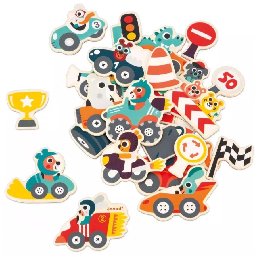 Imanes de madera: coches de carreras - La Chata Merengüela