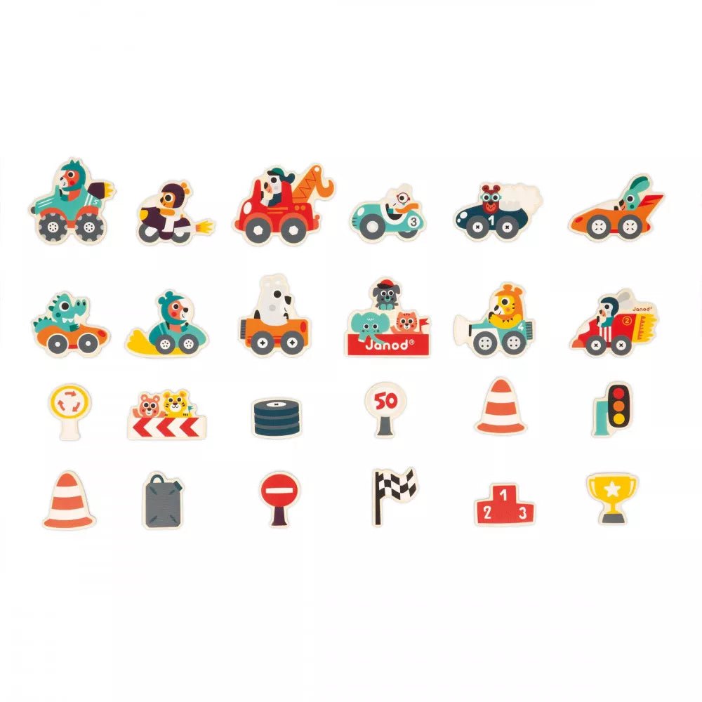 Imanes de madera: coches de carreras - La Chata Merengüela