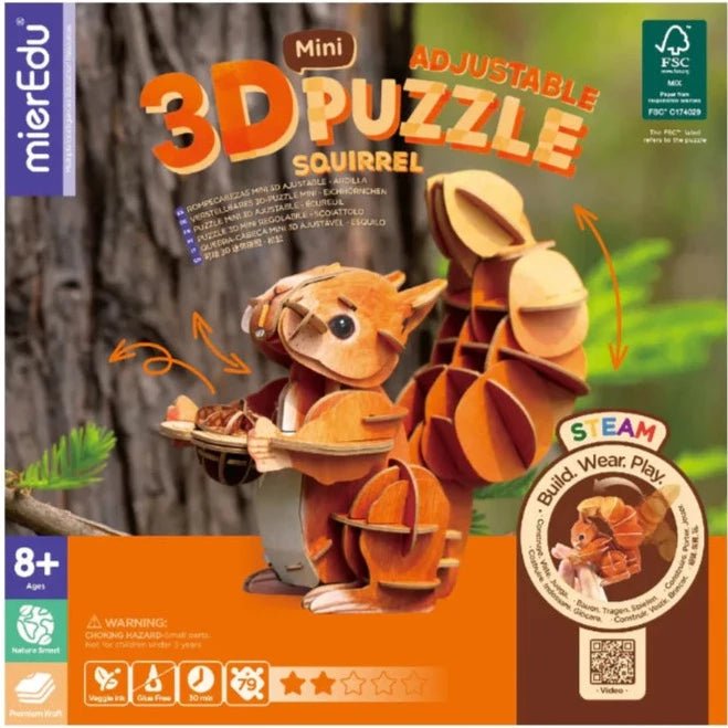 Mini puzzle ajustable 3D · ardilla - La Chata Merengüela