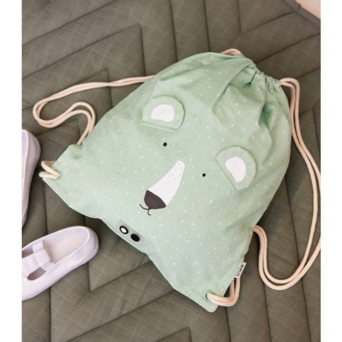 Mochila Saco de Tela Trixie · Oso Polar - La Chata Merengüela