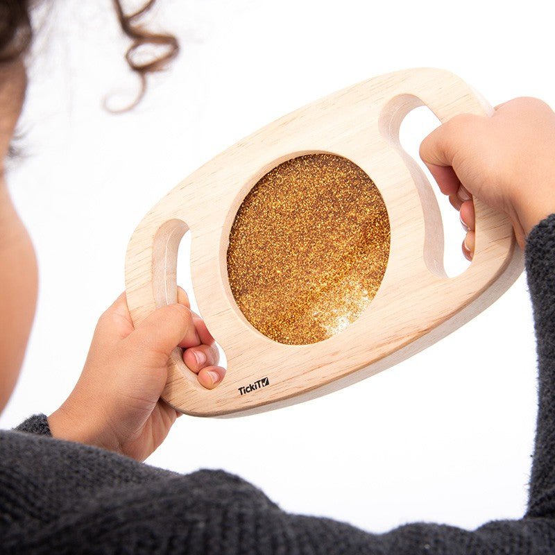 Panel sensorial de madera · purpurina dorada - La Chata Merengüela