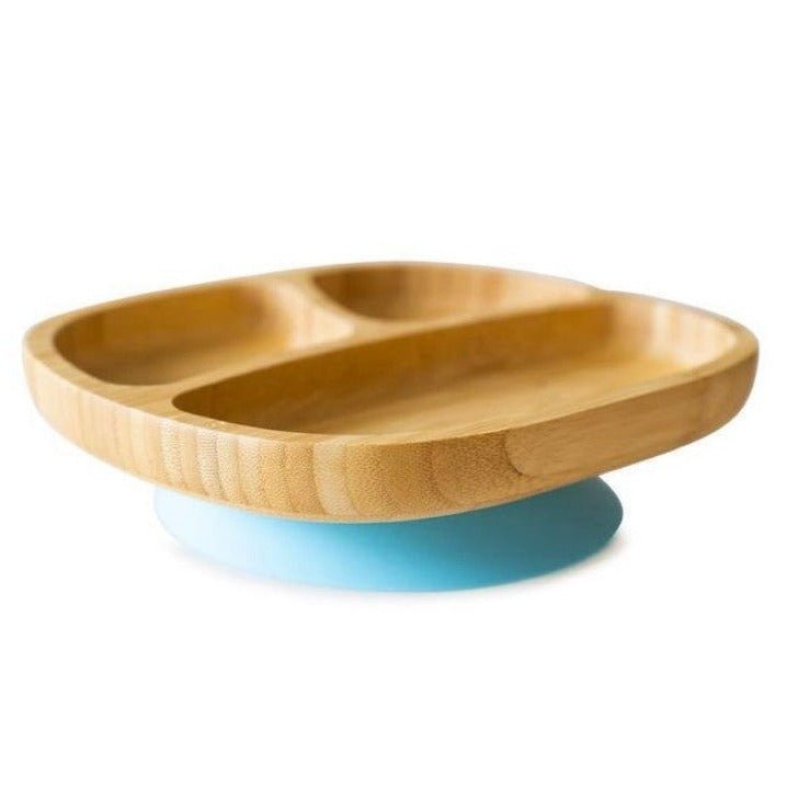 Plato de bambú toddler con ventosa · Azul - La Chata Merengüela