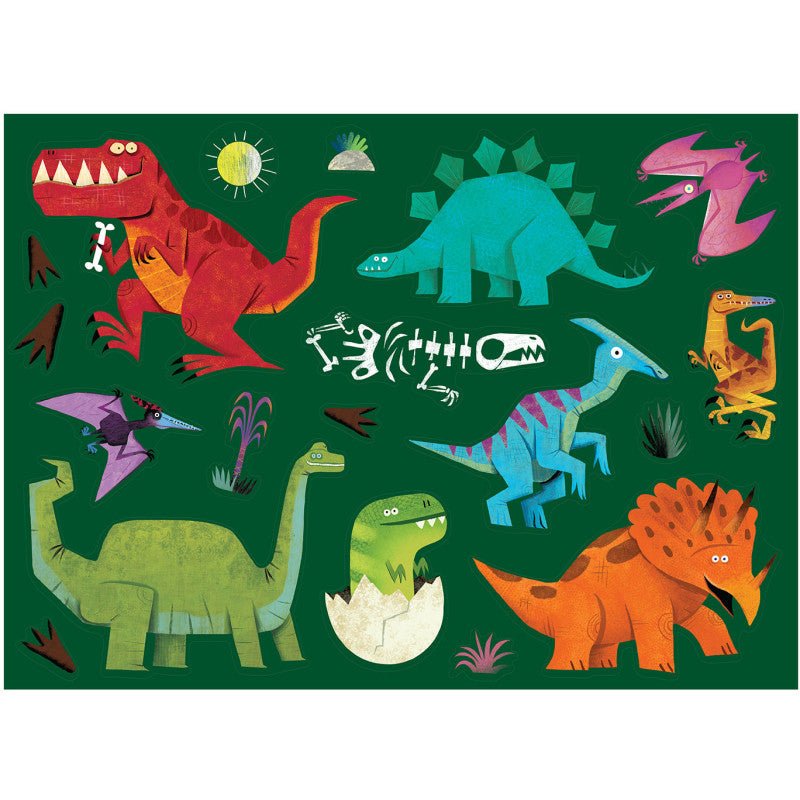 Póster para colorear con pegatinas · dinosaurios - La Chata Merengüela