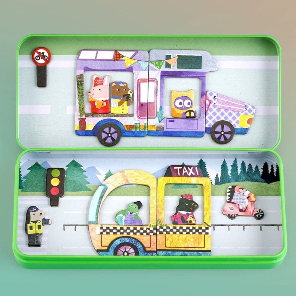 Puzzle magnético para llevar · coches - La Chata Merengüela