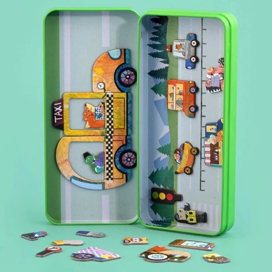 Puzzle magnético para llevar · coches - La Chata Merengüela