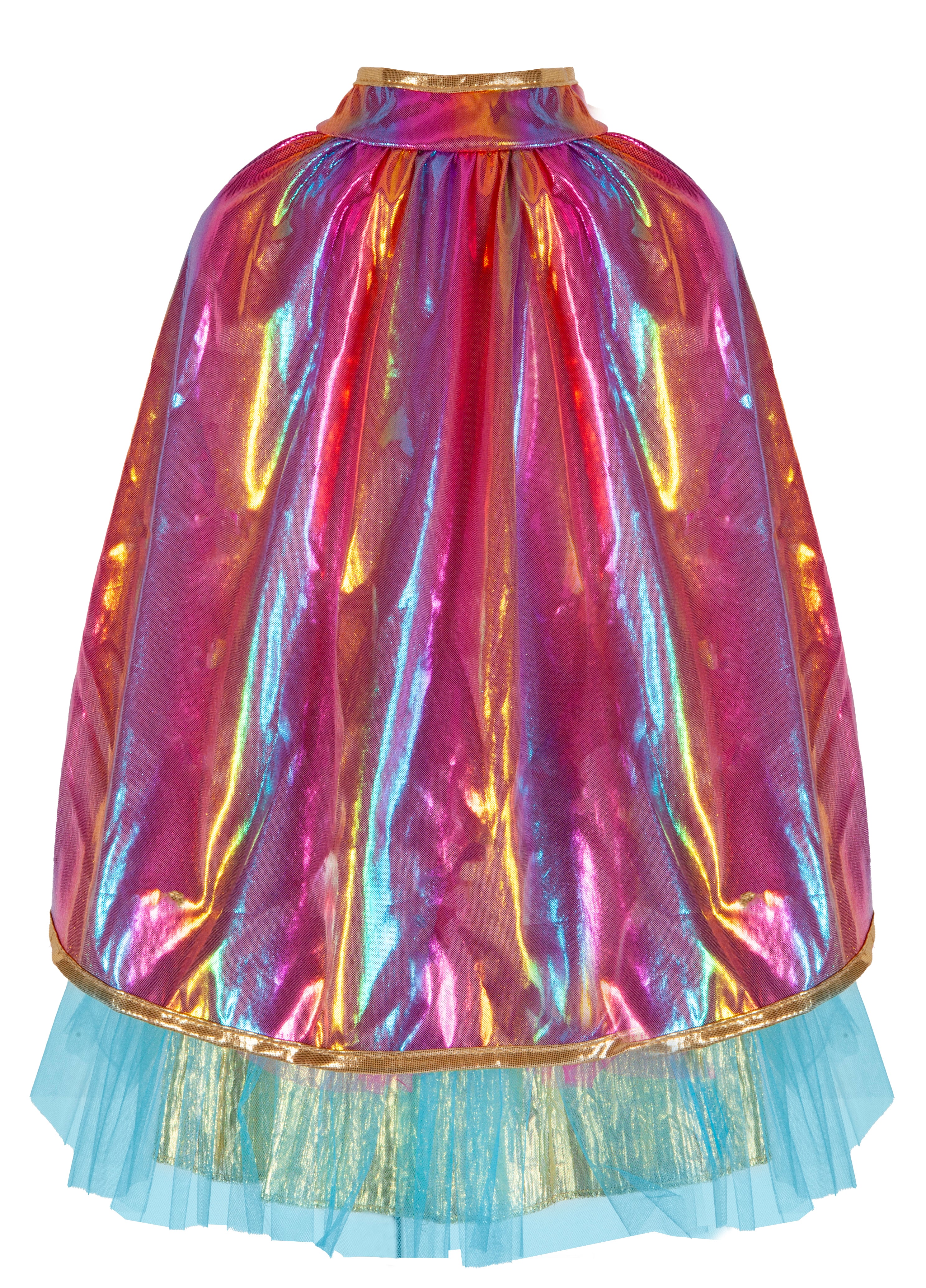 Tutú, Capa y Antifaz Arco Iris Rosa/Dorado · 4-6 años