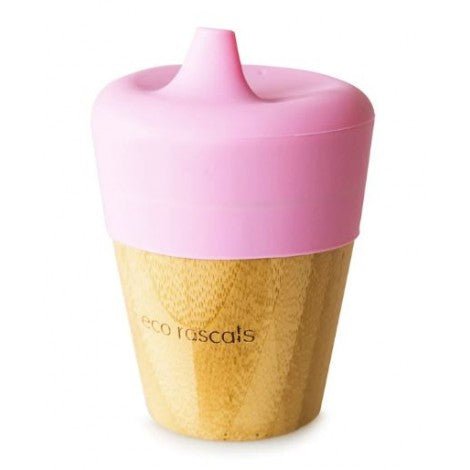 Vaso de bambú rosa de 190 ml con tapa - La Chata Merengüela