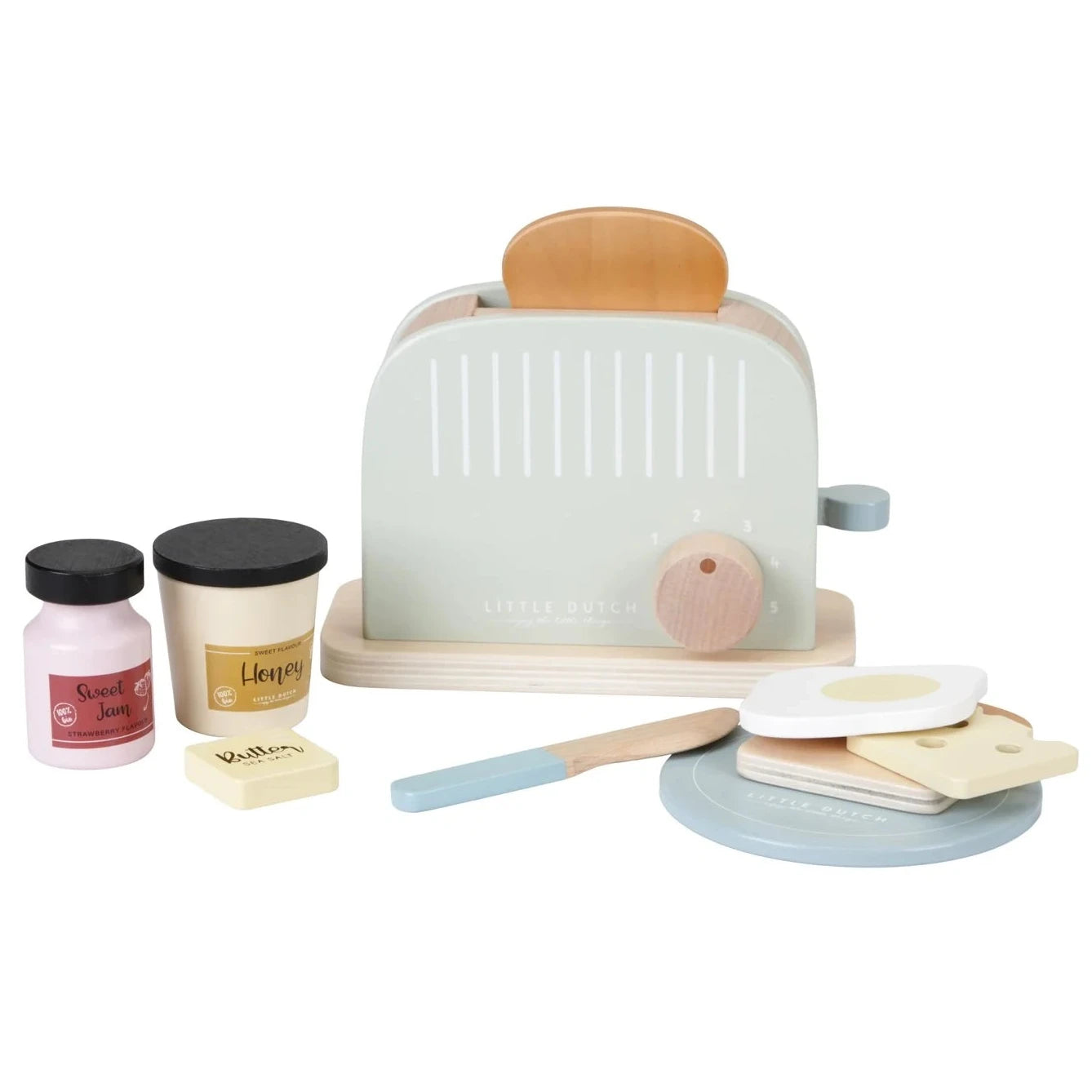 Tostadora de madera y accesorios