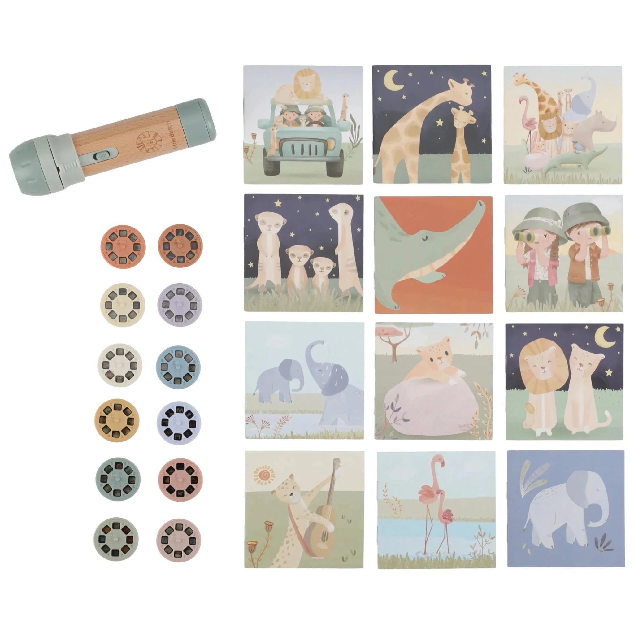 Proyector-linterna historias LITTLE DUTCH safari friends