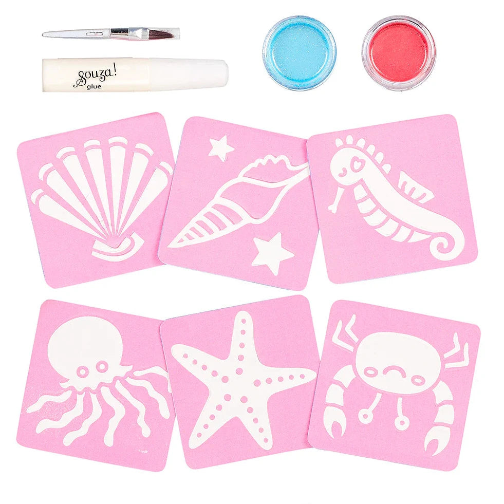 Set de tatuajes con purpurina · sirena