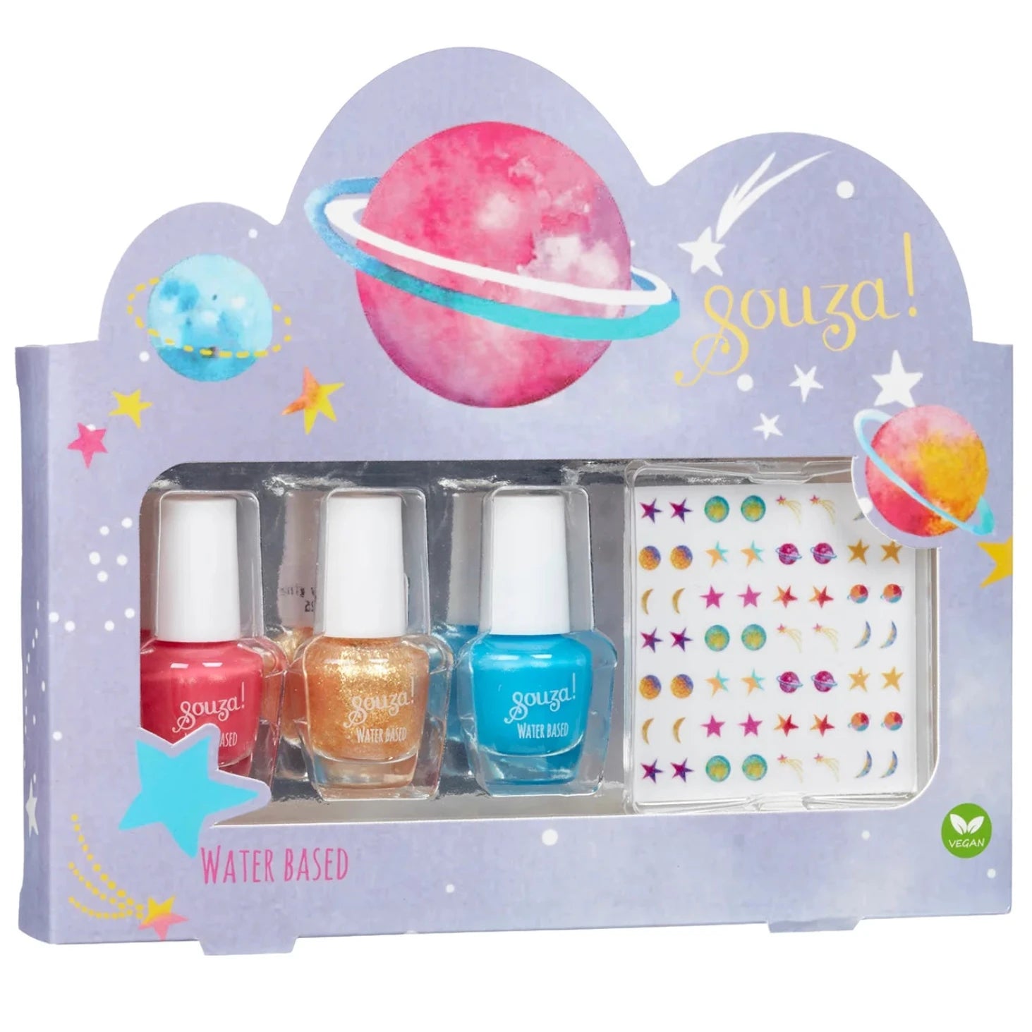 3 esmalte de uñas con pegatinas · galaxia