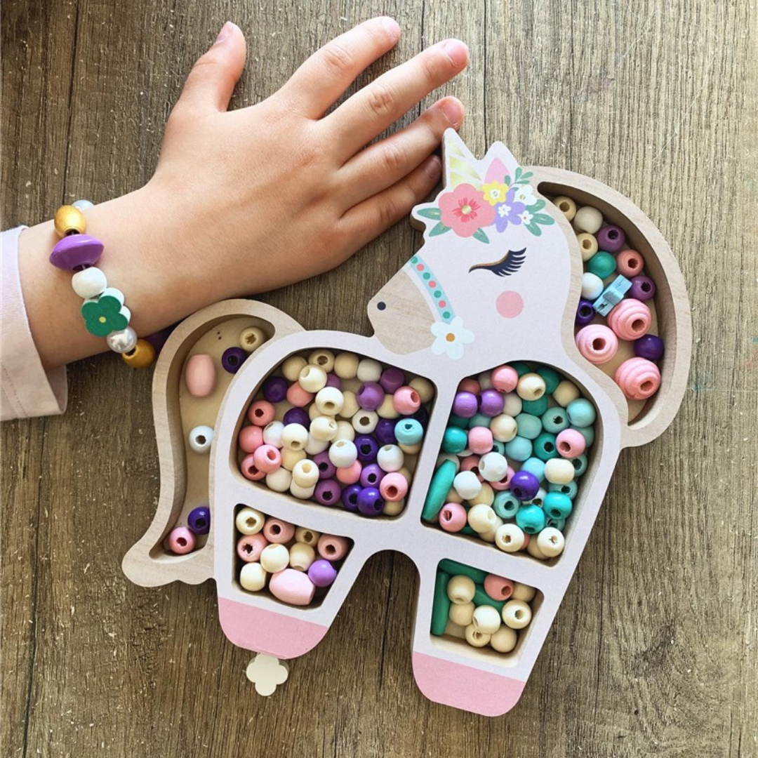 Cofre de 180 perlas de madera · unicornio
