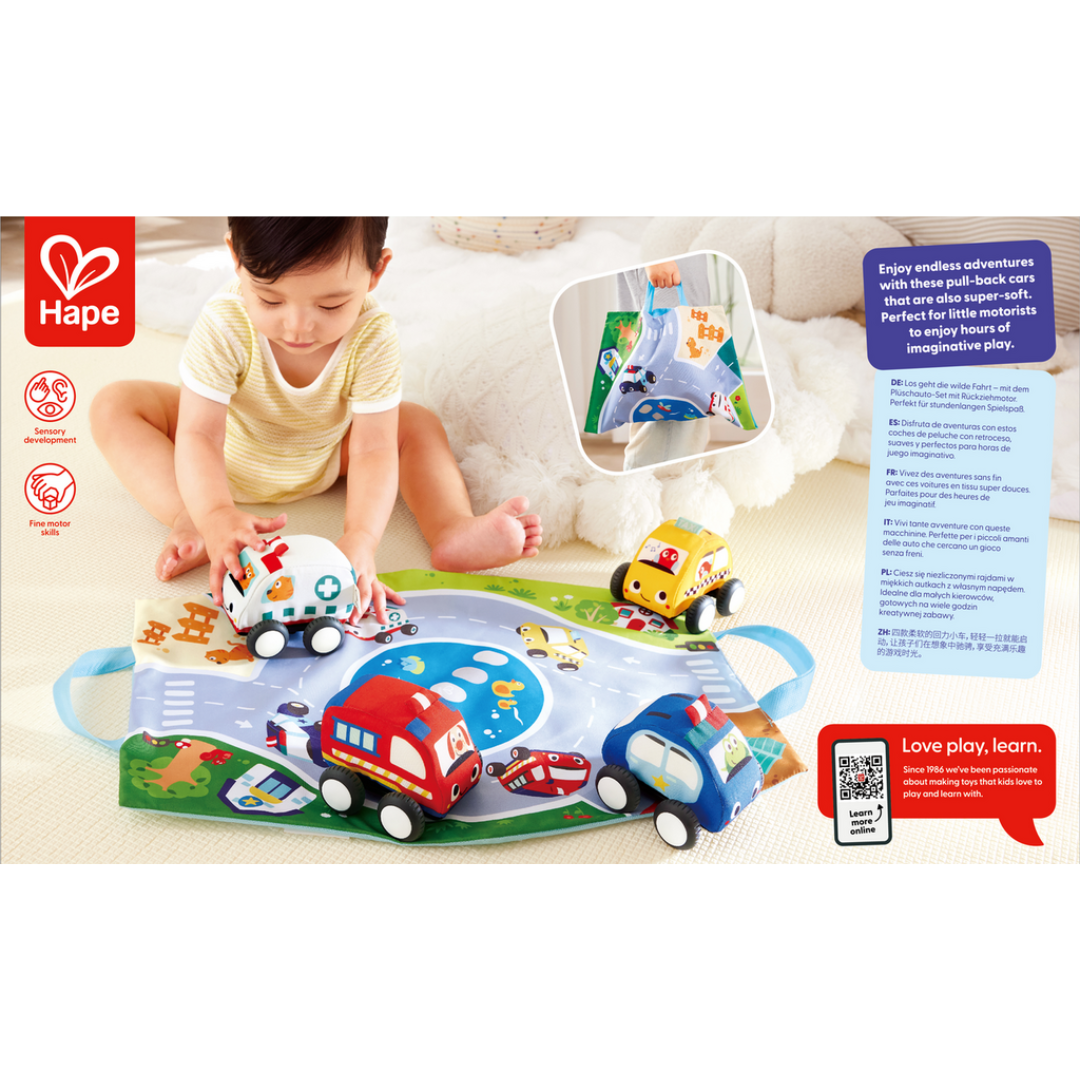 Set de coches de peluche y carretera