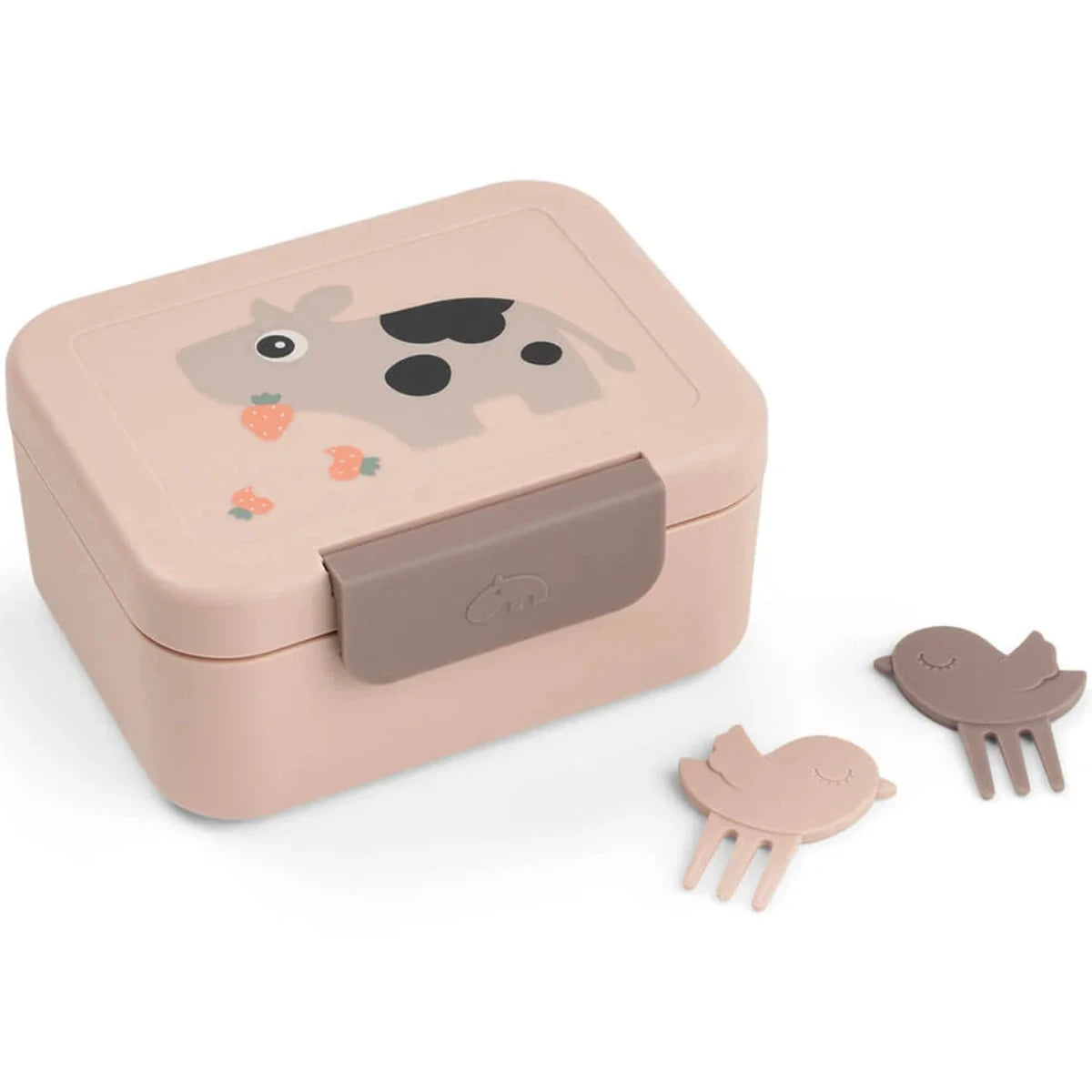 Fiambrera SNACK con separador DONEBYDEER · tiny farm rosa