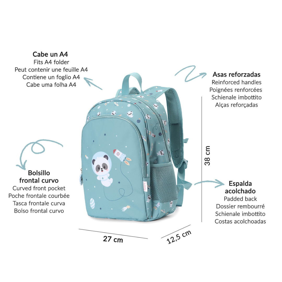 Mochila TUTETE mediana con llavero personalizable · panda in space