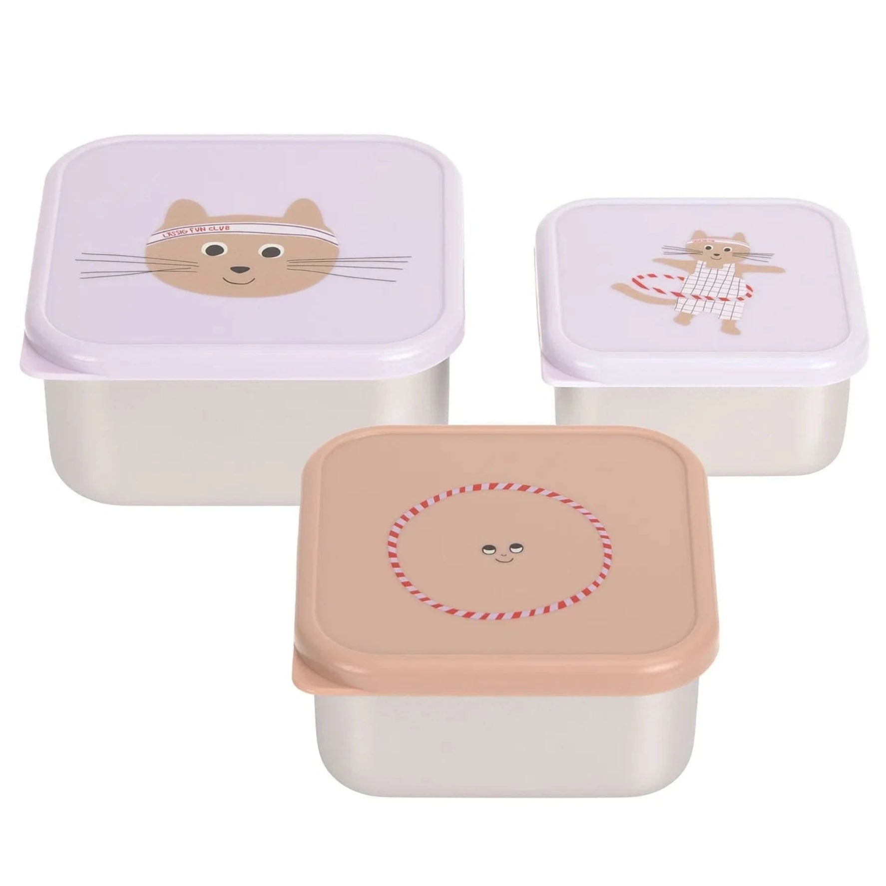 3 cajitas de acero para almuerzo · team cat