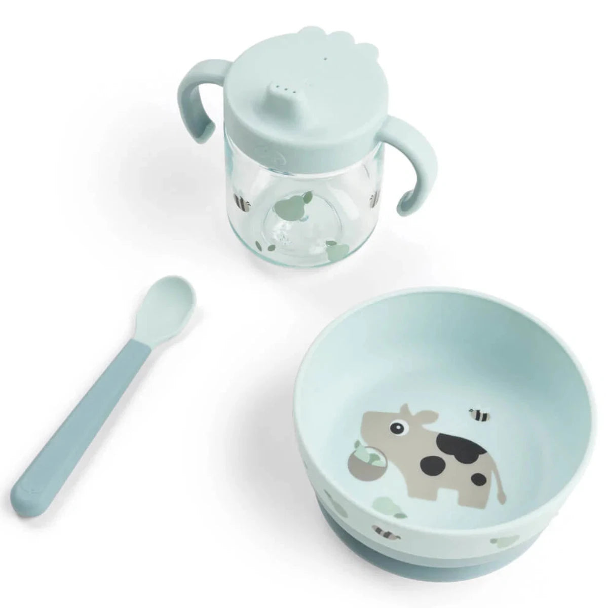 Vajilla con ventosa DONEBYDEER tiny farm · azul